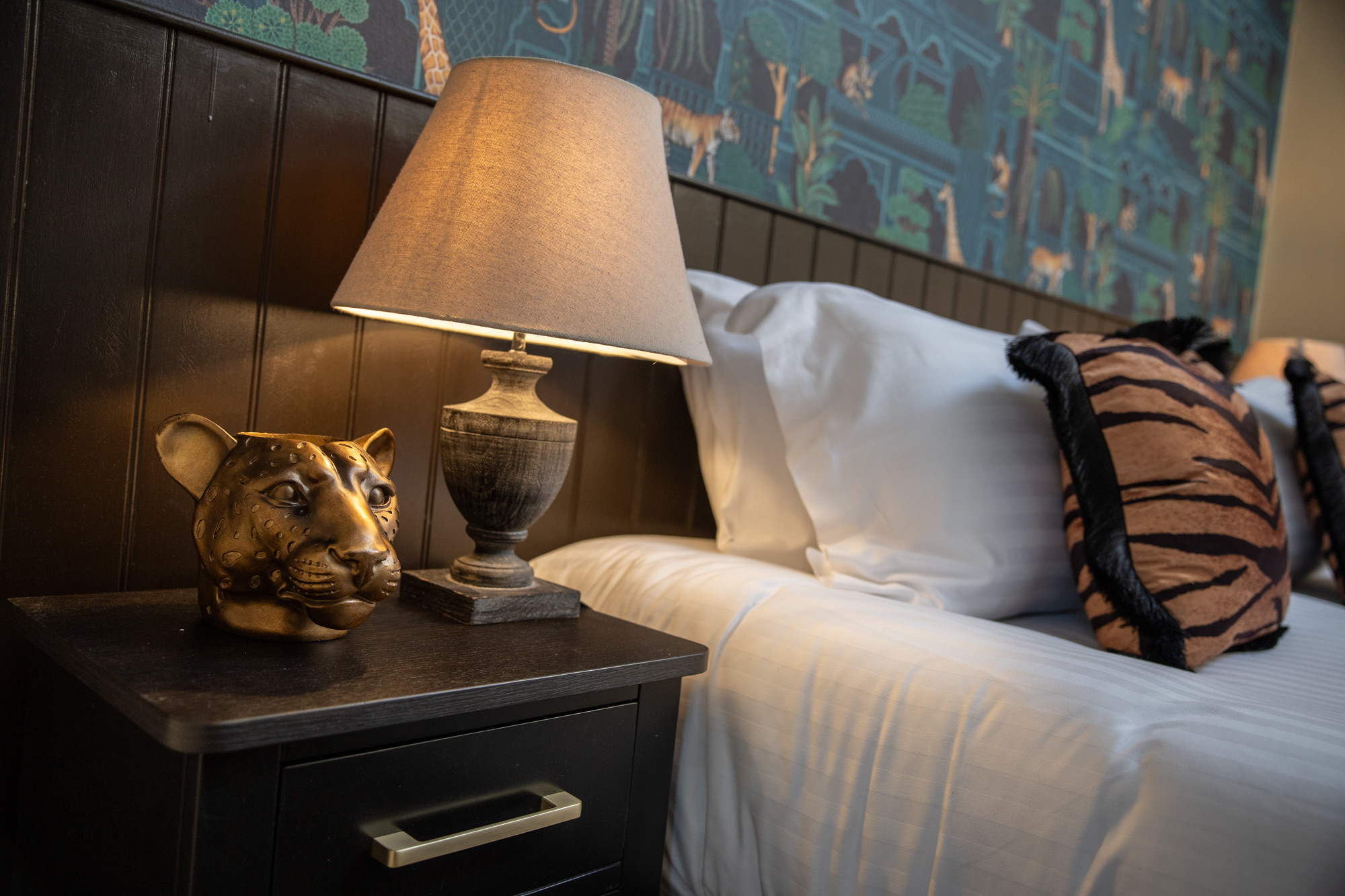 Bedside lamp and cushion detail