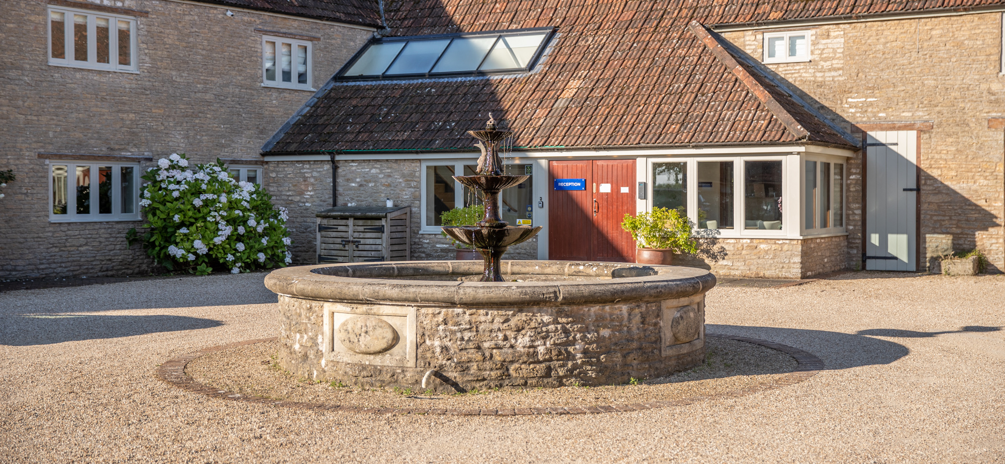 Courtyard fountain and reception