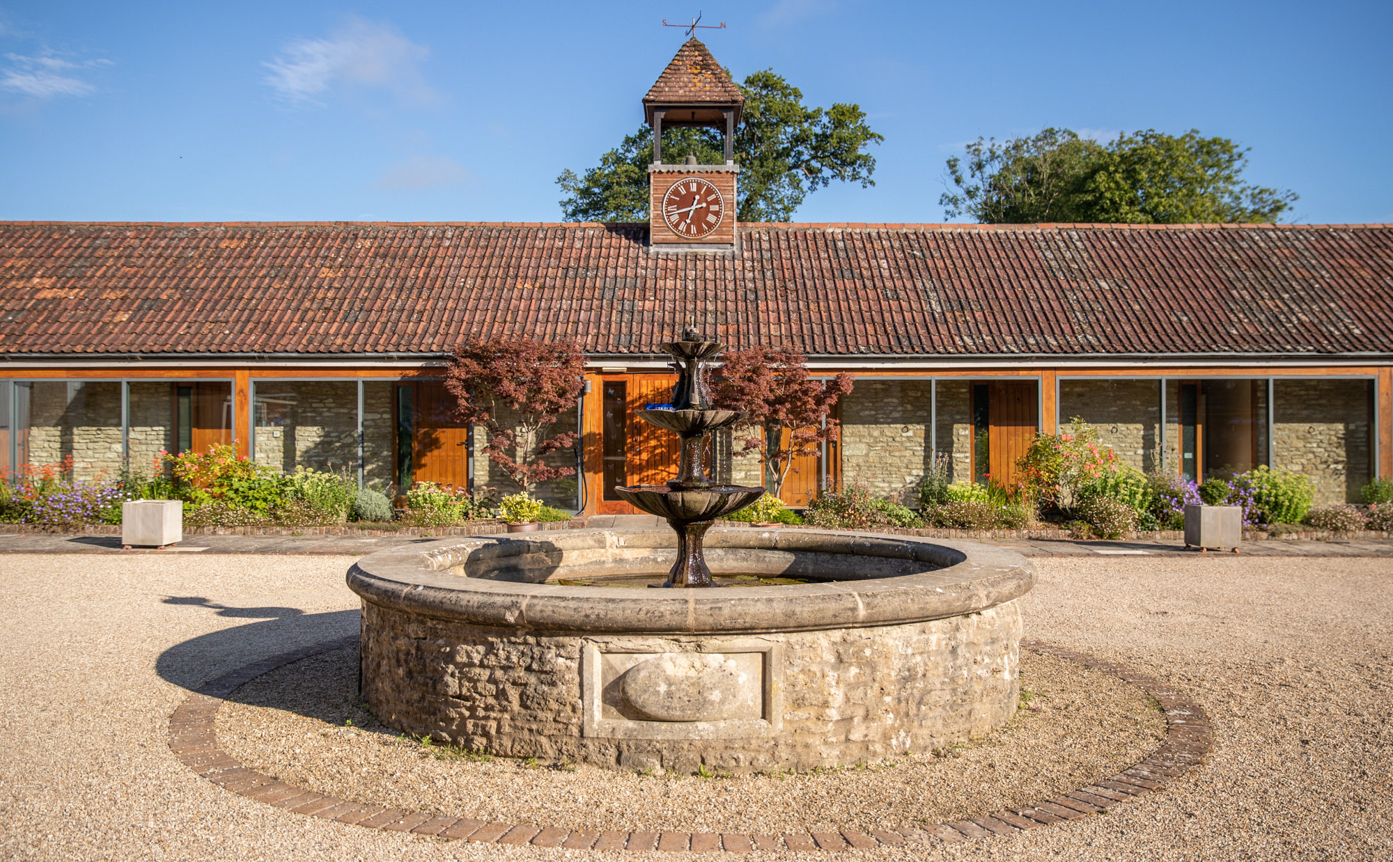 Courtyard fountain and clocktower